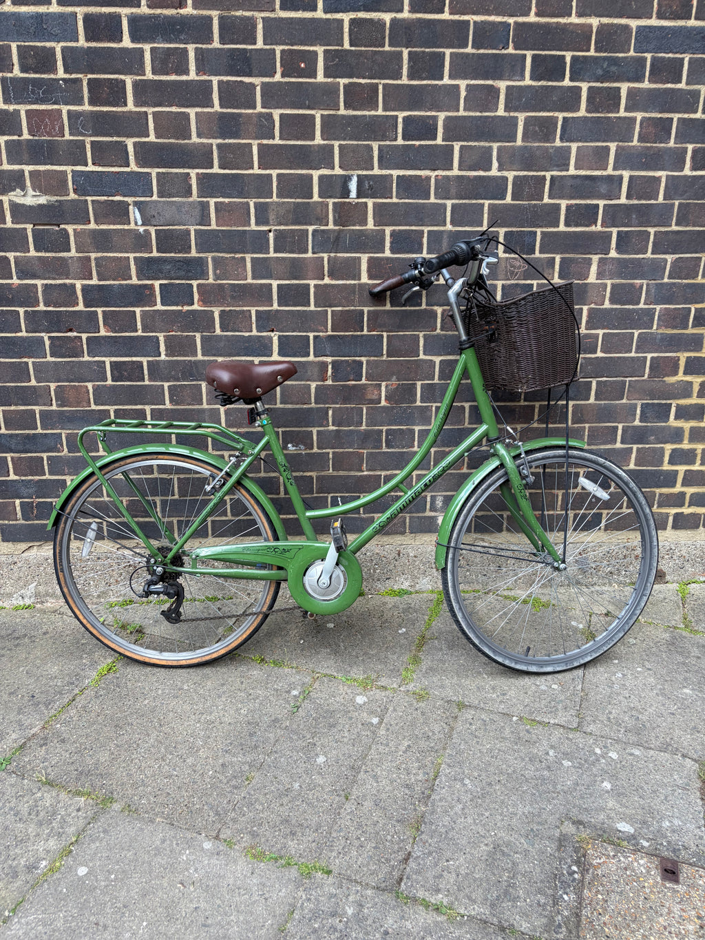 Ammaco Classique Vintage Style Ladies Hybrid Bike – Olive Green – 6-Speed