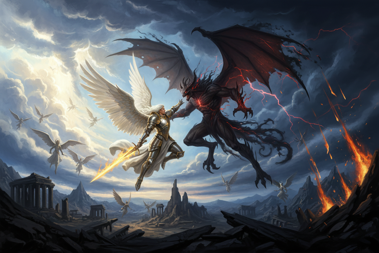 Angels vs Demons — Zadkiel Corp Hero